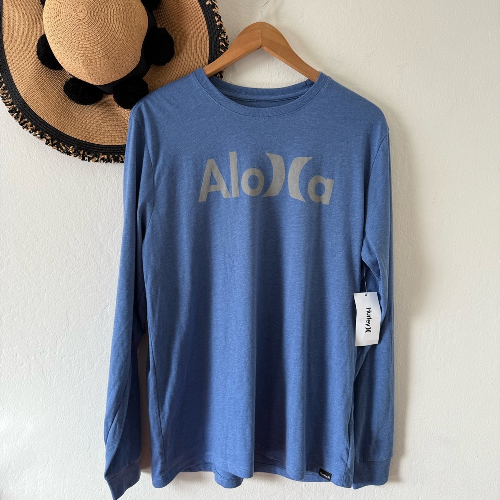 Hurley Blue Long Sleeve Aloha Graphic Tee